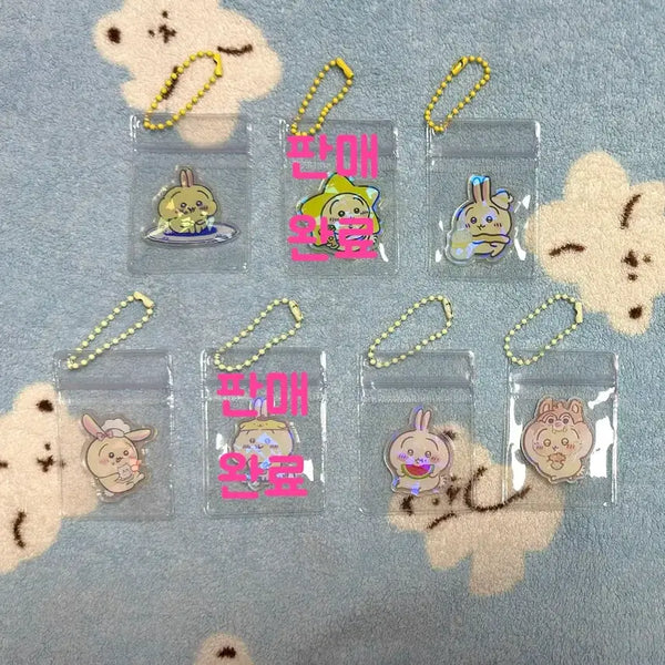 [BUNJANG] Glitter Usagi Character Acrylic Keyring Set / 글리터 우사기 캐릭터 아크릴 키링 모음