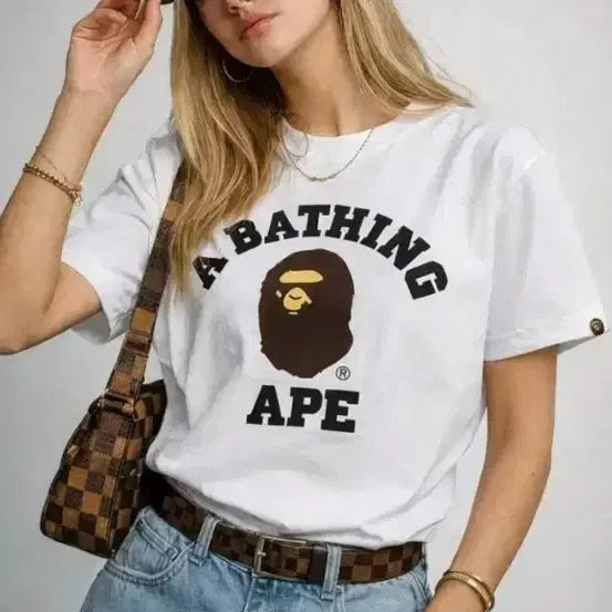 [BUNJANG] BAPE Short Sleeve T-Shirt White Logo XXL / 베이프 반팔 티셔츠 화이트 로고 새상품 XXL