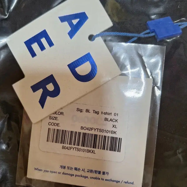 [BUNJANG] Ader Error BL Tag T-Shirt Black XL / 정품 아더에러 BL 태그 티셔츠 블랙 XL 새상품