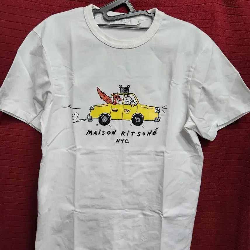 [BUNJANG] Maison Kitsuné Taxi Fox Embroidery Short Sleeve T-Shirt White / 메종키츠네 택시 폭스 반팔 티셔츠 화이트