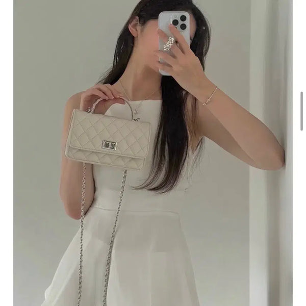 [BUNJANG] Ivory Quilted Chain Mini Bag / 아이보리 퀼팅 체인 미니백