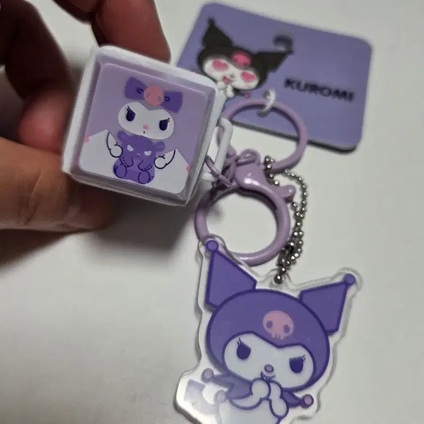 [BUNJANG] LED Kuromi Keycap Acrylic Keyring Set / led 쿠로미 키캡 아크릴 키링