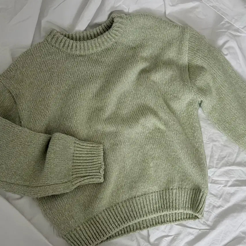 [BUNJANG] Mint Green Heathered Loose Fit Knit / 연두 보카시 루즈핏 아방 니트