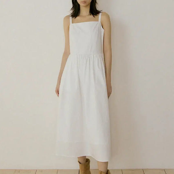 [BUNJANG] Lingseoul Bustier Shirring Long Dress Ivory / 링서울 LINGSEOUL 뷔스티에 셔링 원피스