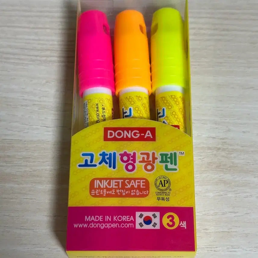 [BUNJANG] Dong-A Solid Highlighter 3 Color Set / 고체형광펜