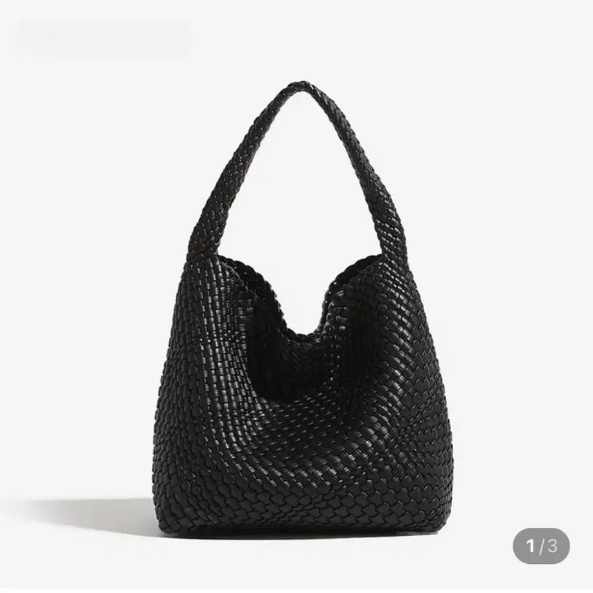 [BUNJANG] Real Leather Bottega Style Woven Shoulder Hobo Bag / 소가죽 보테가스타일 위빙 숄더 호보백