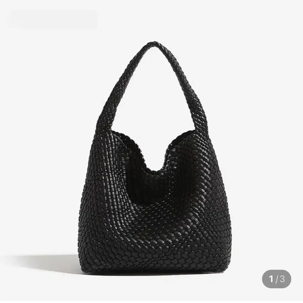 [BUNJANG] Real Leather Bottega Style Woven Shoulder Hobo Bag / 소가죽 보테가스타일 위빙 숄더 호보백