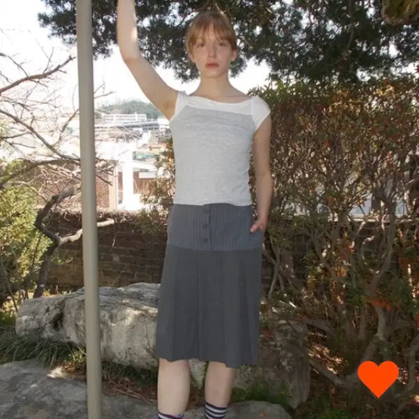 [BUNJANG] Pesto Sprite Layered Midi Skirt Dark Moon / 페스토 스프라이트 레이어드 미디 스커트 다크문