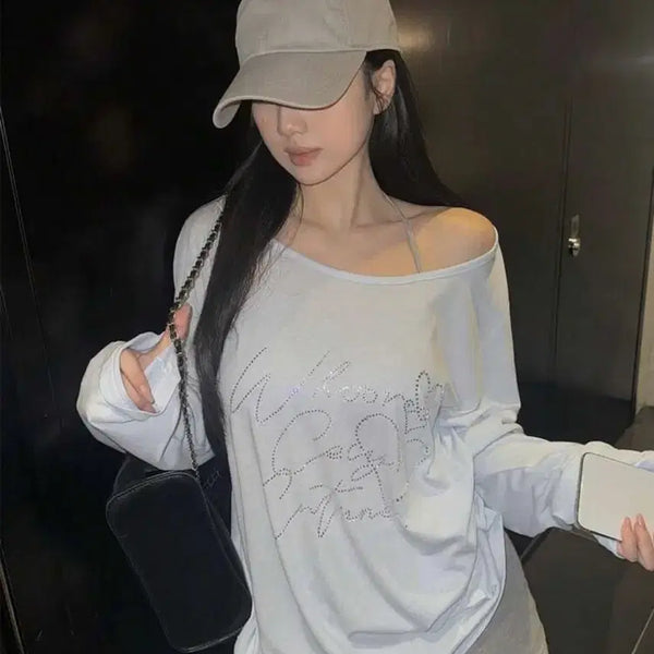 [BUNJANG] Asymmetric Cubic Long Sleeve T-Shirt / 비대칭 큐빅 긴팔티