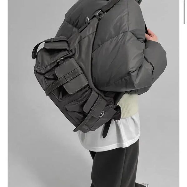 [BUNJANG] Black Up Pouding Pocket Shoulder Bag Grey / 블랙업 파우딩 포켓 숄더백 그레이