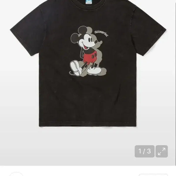 [BUNJANG] thisisneverthat Mickey Vintage T-Shirt Black / 디스이즈네버댓 미키 빈티지 티셔츠 블랙