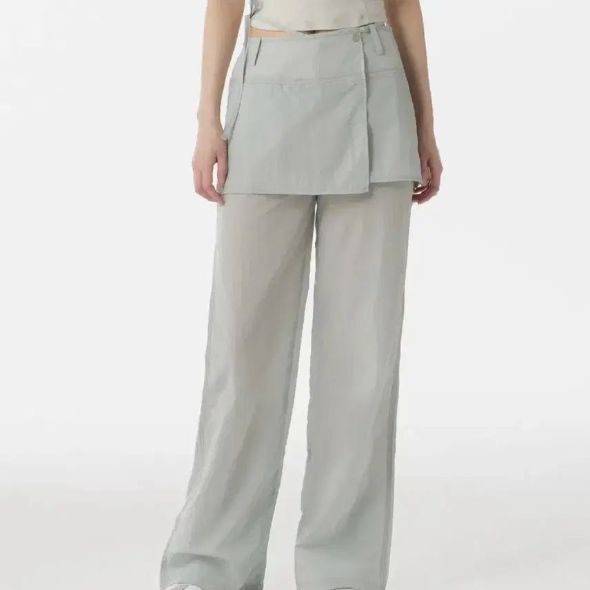 [BUNJANG] Women's Nylon Wrap Skirt Pants - Ash Grey 27 / 우먼즈 나일론 랩 스커트 팬츠 - 애쉬 그레이 27