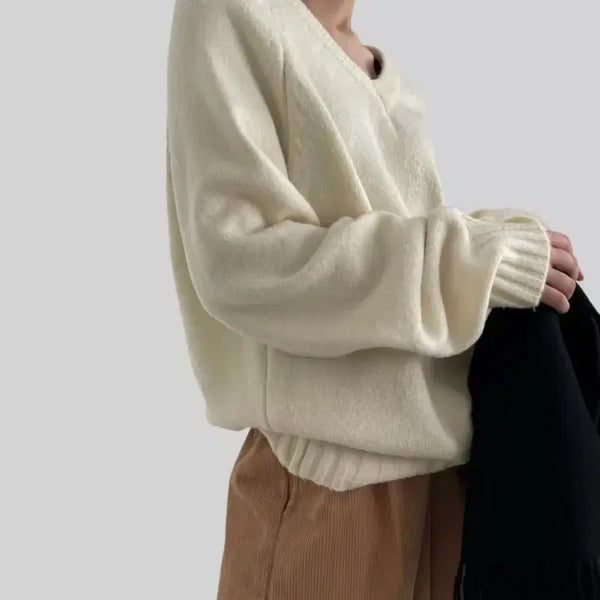 [BUNJANG] Autumn V-Neck Knit Ivory / 어텀 소피브이넥니트 아이보리