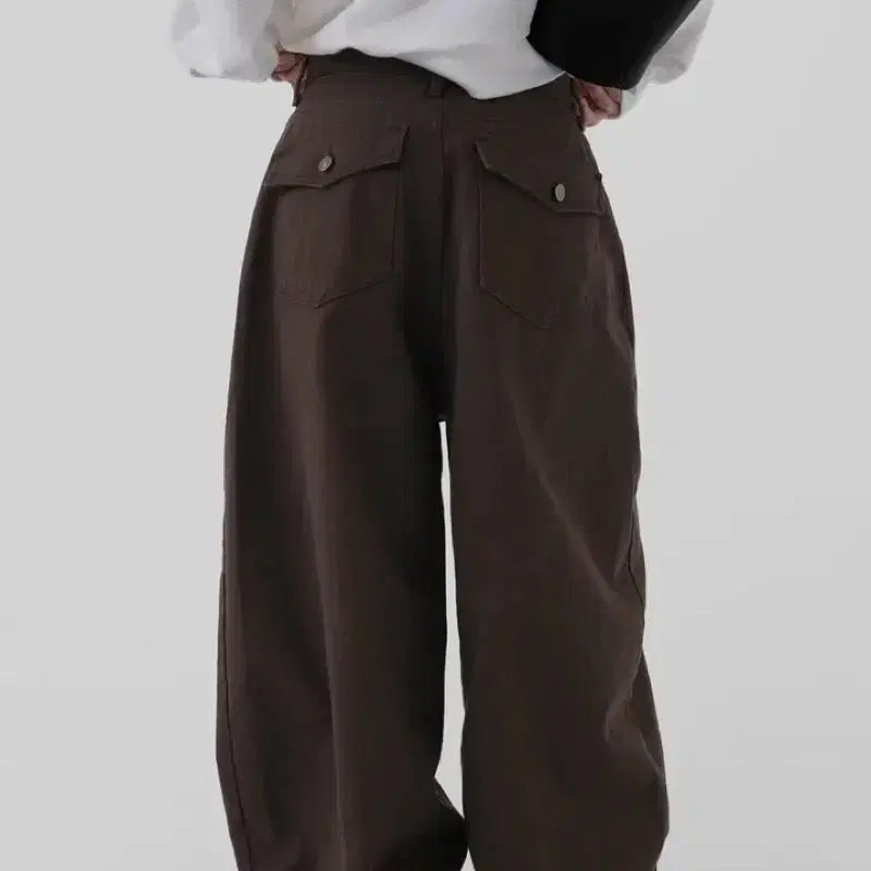 [BUNJANG] Autumn Work Curved Pants Brown M / 어텀 워크커브드팬츠 브라운 m