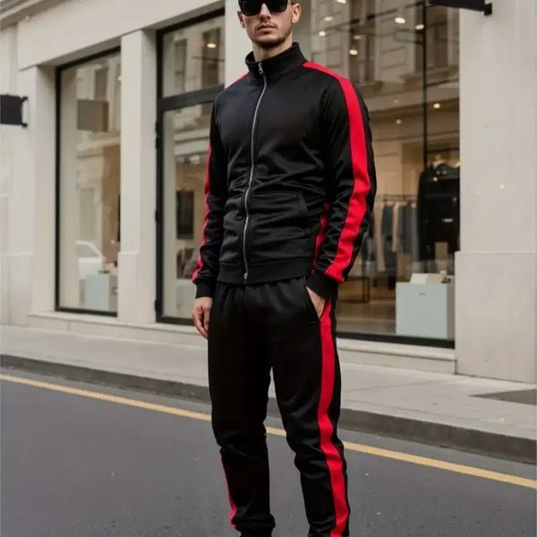 [BUNJANG] Men's Black/Red Tracksuit Set / 남)겨울 블랙/레드 트랙 수트 세트 남성