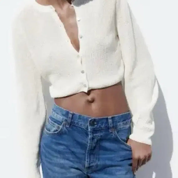 [BUNJANG] Zara Ivory Cropped Cardigan / 자라 아이보리 크롭 가디건