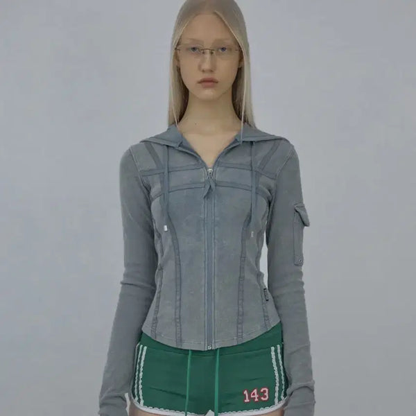 [BUNJANG] Sculptor Washed Bondage Hoodie Zip-Up / 스컬프터 워시드 본디지 후드집업