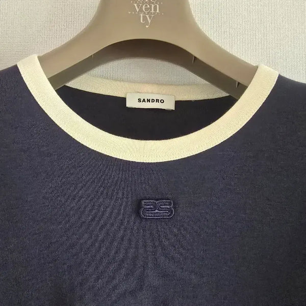[BUNJANG] Sandro Navy Ringer T-Shirt / 산드로 네이비 링거 반팔 티셔츠