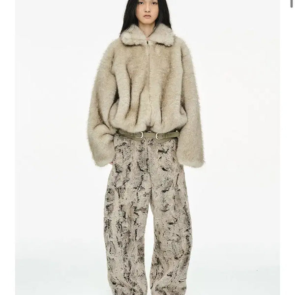[BUNJANG] Cerric Sheared Fur Wide Pants Beige / 세릭 SHEARED FUR WIDE PANTS 퍼 와이드 팬츠