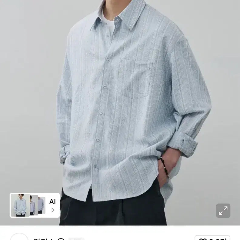 [BUNJANG] Alice Seersucker Multi Stripe Shirt Blue L / 알리스 시어서커 멀티 스트라이프 셔츠 블루 L 판매