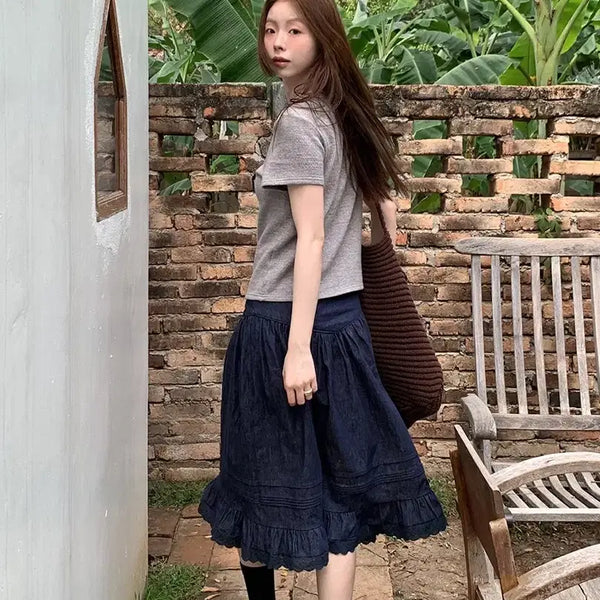 [BUNJANG] Bubu Frill Denim Skirt / 데님 프릴 스커트 Bubu Frill Half Skirt 새상품