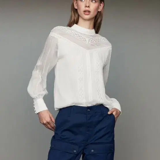 [BUNJANG] Maje Lace Trim Blouse Size 1 / Maje 마쥬 레이스 트림 블라우스 1사이즈