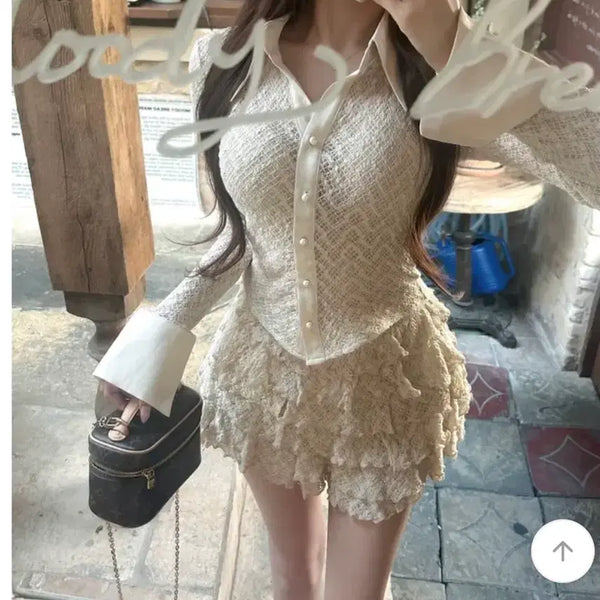 [BUNJANG] Two-Piece Lace Cuffs Set Beige / 레이스커프스 투피스 베이지 s