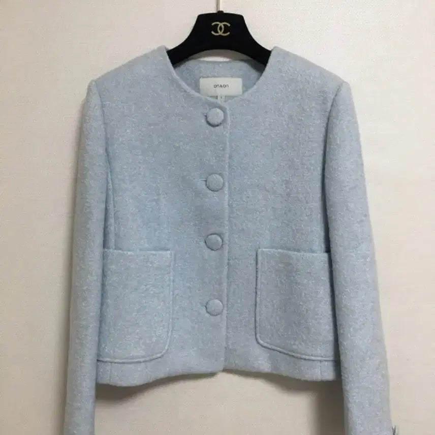 [BUNJANG] ON & ON Sky Blue Tweed Cropped Jacket Size 55 / 온앤온 하늘색 트위드 자켓 55