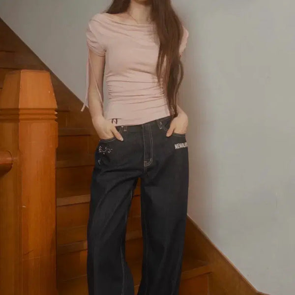 [BUNJANG] Newearling Miaou Summer Draping Boatneck Top Pink / 새상품) 뉴얼린 미야오 썸머 드레이핑 보트넥탑 핑크