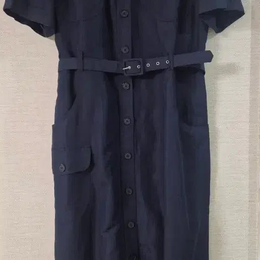 [BUNJANG] BIANCA Linen Blend Belted Long Dress Navy / BIANCA 린넨 원피스 네이비