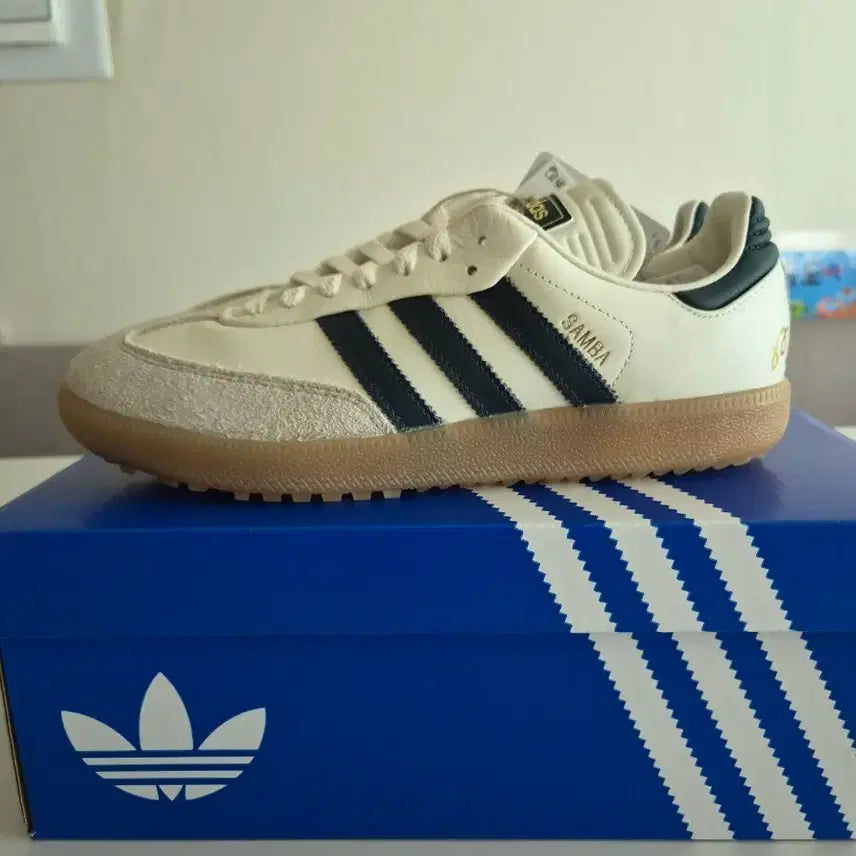 [BUNJANG] Adidas Samba Golf Shoes White/Navy 265 / 아디다스 삼바 골프화 265 새상품