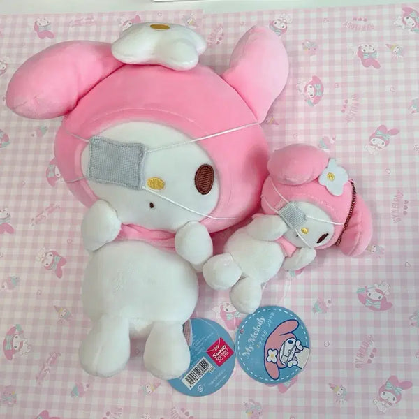 [BUNJANG] Sanrio Yayaya Series Eye Mask Mamé Bear Plush & Mascot Set / 산리오 아야야 시리즈 안대 마멜 인형 & 마스코트 2점세트