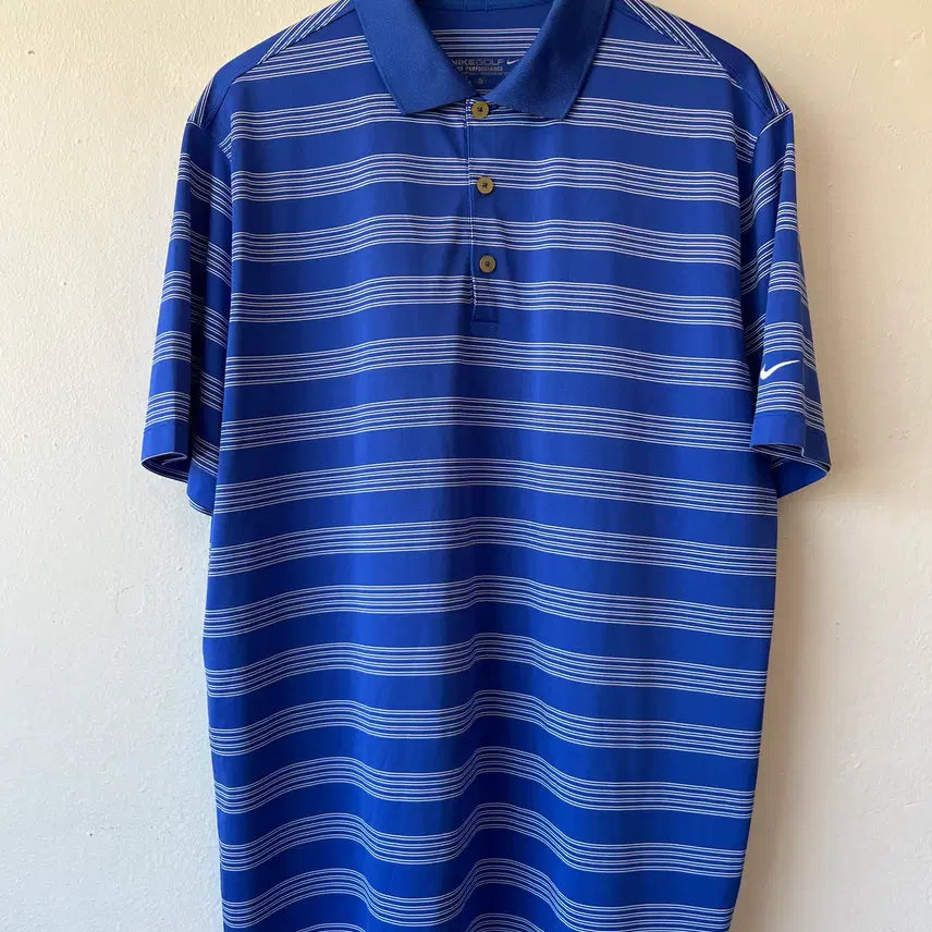 [BUNJANG] Nike Golf Men's Blue Stripe Short Sleeve Polo Shirt L / 나이키골프 남성 블루 스트라이프 반팔티셔츠 카라티셔츠 L