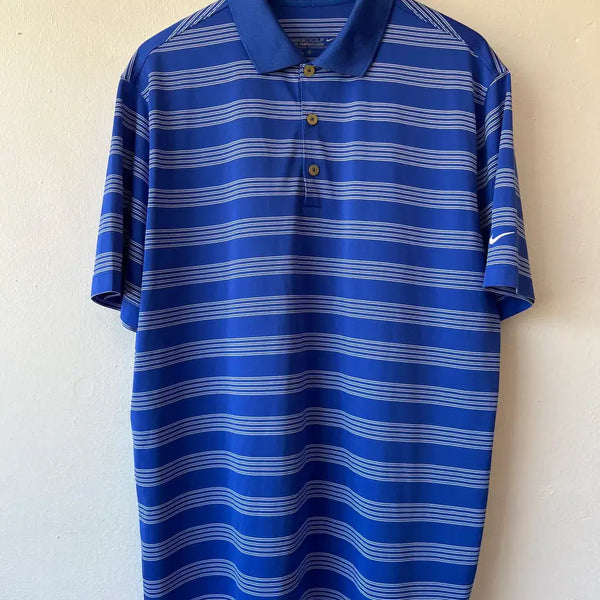[BUNJANG] Nike Golf Men's Blue Stripe Short Sleeve Polo Shirt L / 나이키골프 남성 블루 스트라이프 반팔티셔츠 카라티셔츠 L