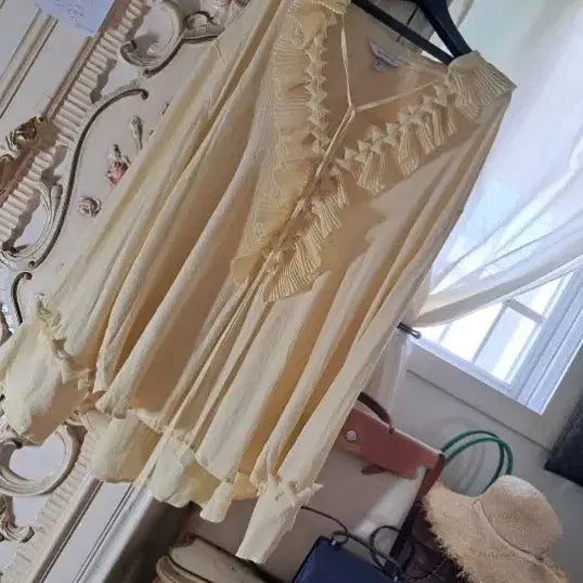 [BUNJANG] HM Ruffle Blouse Yellow Long Blouse / 에이치엠      프릴러플블라우스    노란블라우스    롱블라우스