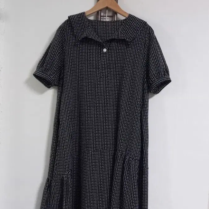 [BUNJANG] Black & White Patterned Long Dress / 블랙 앤 화이트 귀여운 원피스 프리