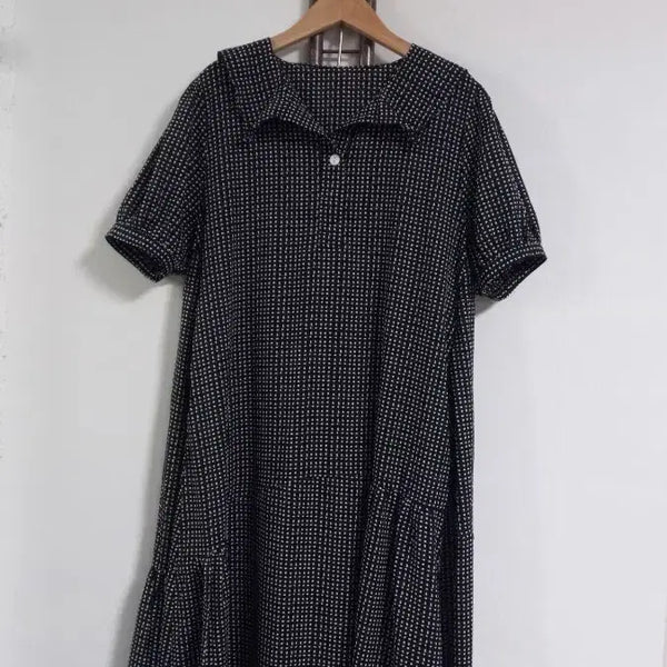 [BUNJANG] Black & White Patterned Long Dress / 블랙 앤 화이트 귀여운 원피스 프리