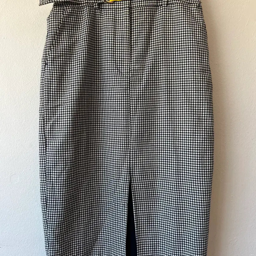 [BUNJANG] Tommy Hilfiger Women's Navy Houndstooth Check Midi Skirt / 타미힐피거 여성 네이비 하운드투스체크 미디스커트