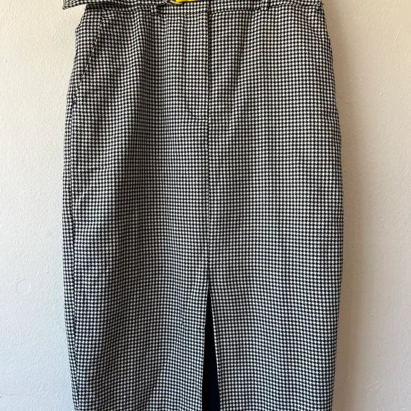 [BUNJANG] Tommy Hilfiger Women's Navy Houndstooth Check Midi Skirt / 타미힐피거 여성 네이비 하운드투스체크 미디스커트