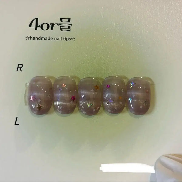 [BUNJANG] Handmade Nail Tips - Star & Barcode Design / 키치네일 별네일 바코드네일 네일아트 네일 수제네일 수제네일팁 네일팁 주문