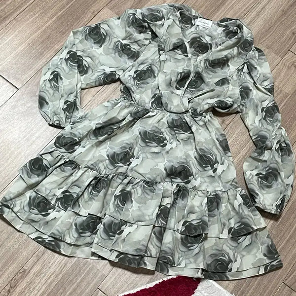 [BUNJANG] Flower Chiffon Dress / 플라워 쉬폰 원피스