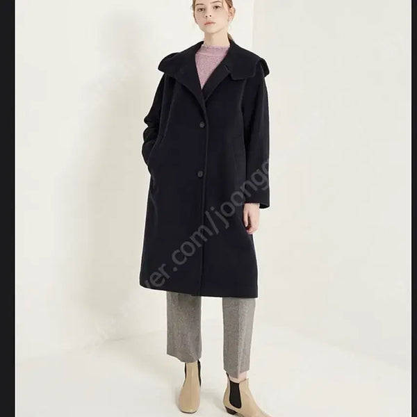 [BUNJANG] SJSJ Camel Blend Hooded Coat Navy / 한섬 sjsj 까멜블랜드 후드코트