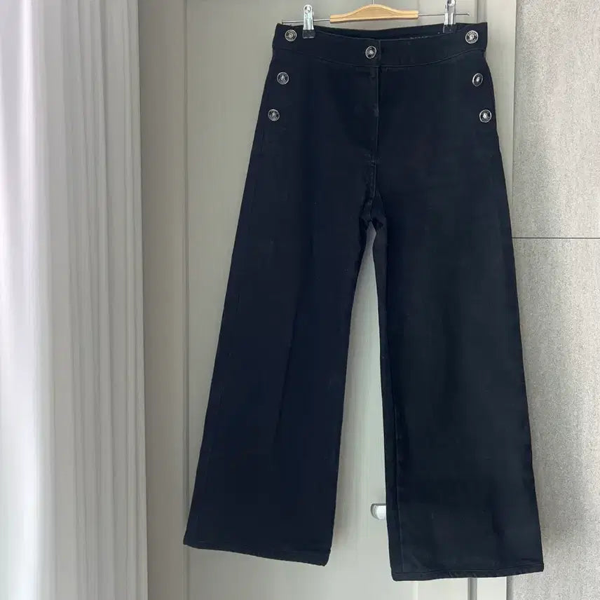 [BUNJANG] TIME by TIME Wide Button Detail Black Denim Pants / 한섬 타임 TIME 버튼 와이드 데님팬츠 블랙팬츠 랑방컬렉션마인시스템