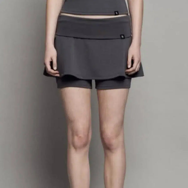[BUNJANG] Synergy Folded Flare Skirt Pants Charcoal / (택o/실사o) 시너진 폴디드 플레어 스커트 팬츠 차콜