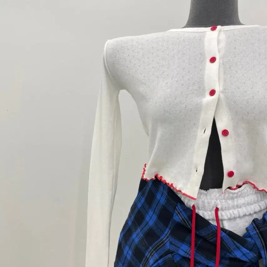 [BUNJANG] Elf Color Block Punching Cardigan / Elf 엘프 펀칭 배색 가디건 (아이,F)