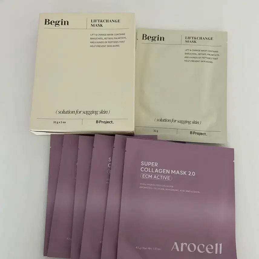 [BUNJANG] Arocell Collagen Mask & B-Project Lifting Mask Bundle Set / 아로셀 콜라겐팩6매+비프로젝트 리프팅팩6매 일괄판매