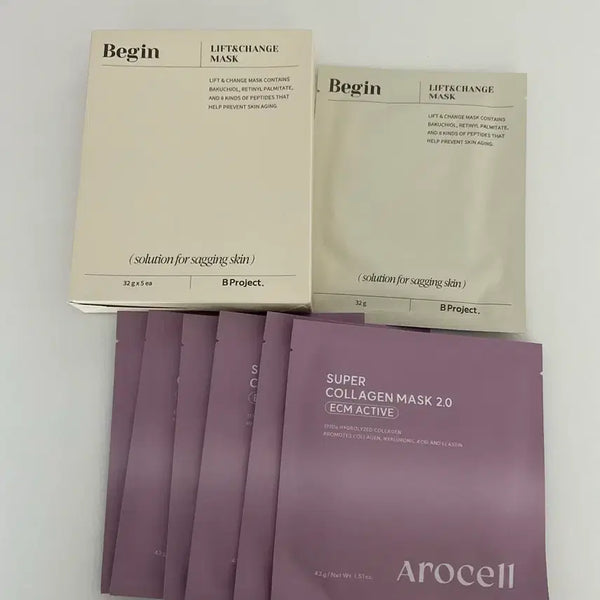 [BUNJANG] Arocell Collagen Mask & B-Project Lifting Mask Bundle Set / 아로셀 콜라겐팩6매+비프로젝트 리프팅팩6매 일괄판매