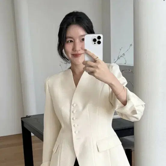 [BUNJANG] Hourglass Tweed Jacket - Ivory / 아워글래스 트위드 자켓 아이보리