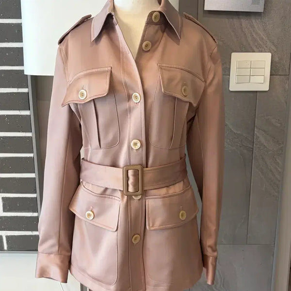 [BUNJANG] Charlene Silk Trench Coat Safari Jacket / 샬린 트랜치 코트 실크 자켓 하객룩 사파리자켓 야상 새틴 트렌치 코트