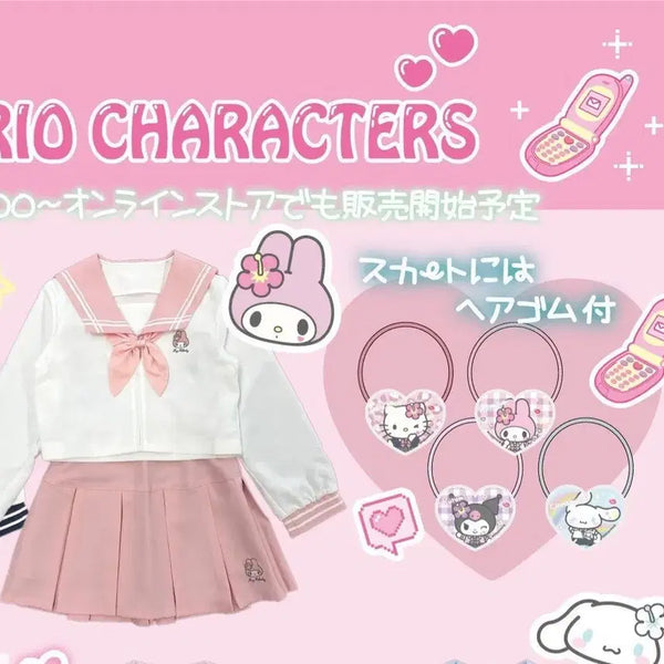 [BUNJANG] Aveil My Melody Sailor Uniform Set - Pink / 아베일 마이멜로디 세라복 교복 핑크색 분홍색 셋업 리본